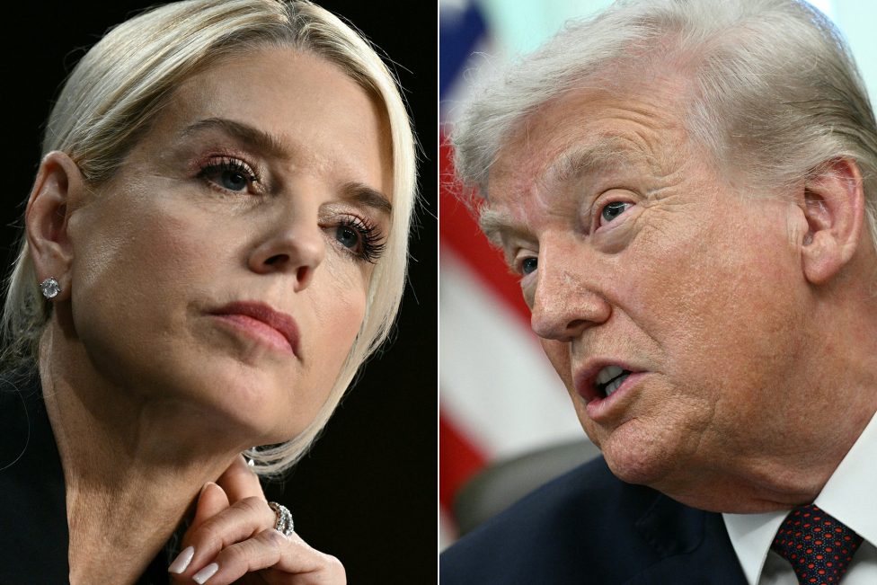 Die entlassene Justizministerin Pam Bondi und US-Präsident Donald Trump