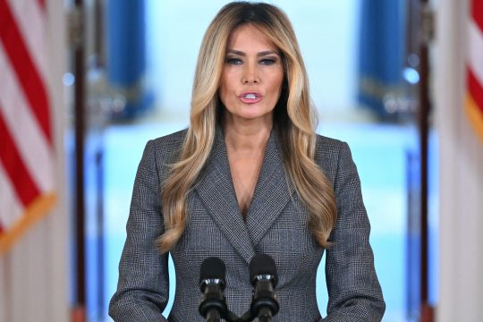 Melania Trump bei ihrem Pressestatement im Weißen Haus
