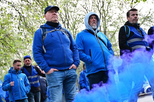 Protestierende Polizisten in Brüssel