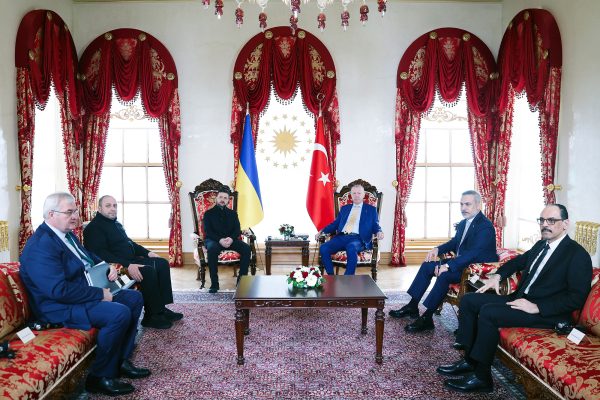 Der ukrainische und der türkische Präsident sitzen zusammen