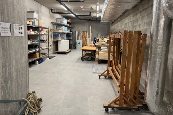 Stauraum im Keller der neuen Halle in Büllingen