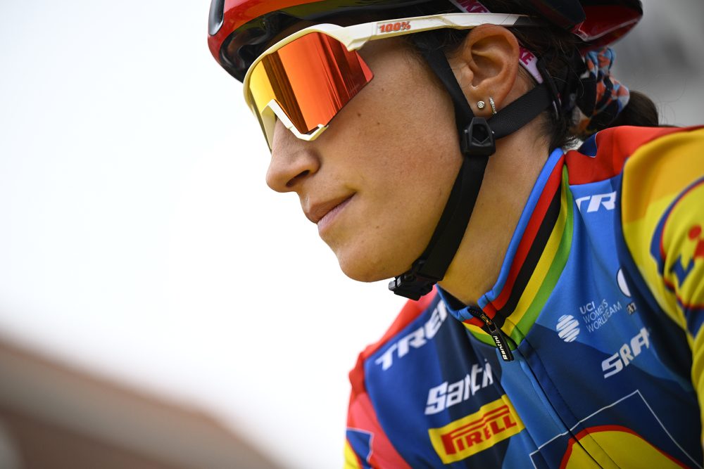 Die italienische Radsportlerin Elisa Balsamo in Nahaufnahme