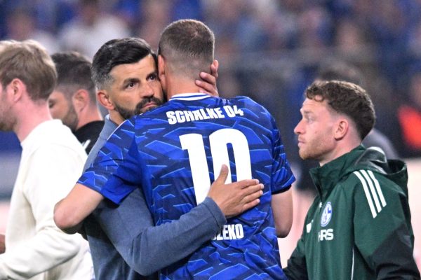 Zwei Garanten für den Schalker Aufstieg: Trainer Miron Muslic und Torjäger Edin Dzeko (Bild: Bernd Thissen/dpa)