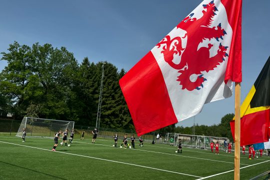 Fahnen wehen über dem Spielfeld