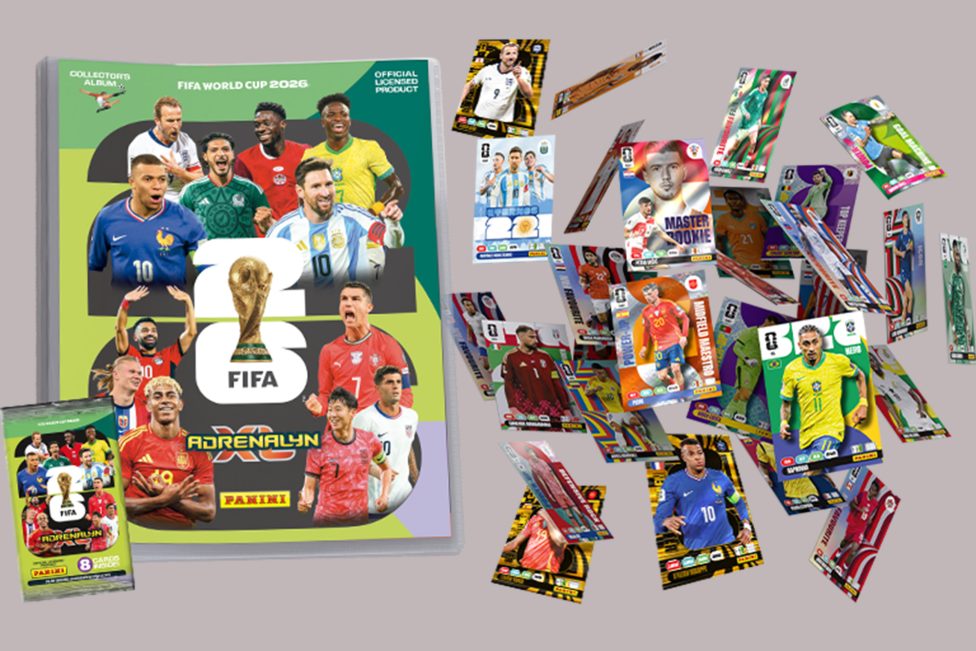 Panini-Sammelalbum zur Fußball-WM 2026 mit einigen Stickern