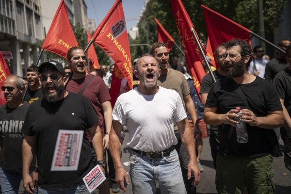 Demonstration vor dem Arbeitsministerium in Athen