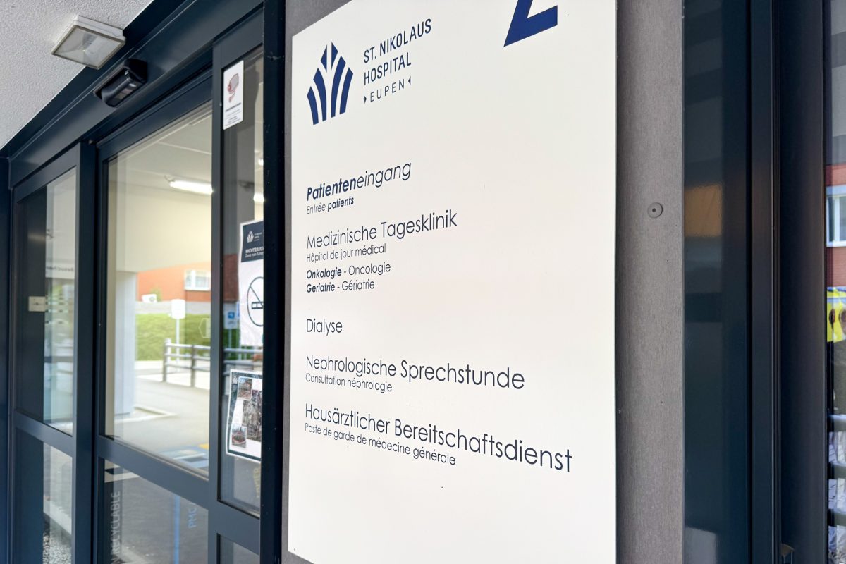 Eingang zur Dialyse-Station im Eupener Krankenhaus