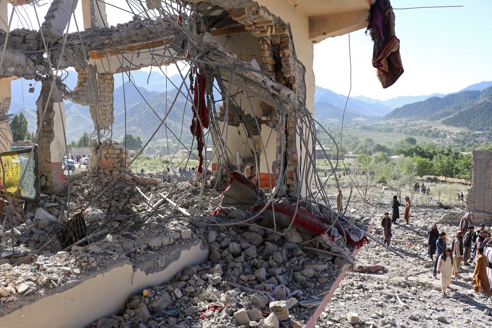 Durch pakistanische Angriffe zerstörte Gebäude in Afghanistan am 29. Juni 2026