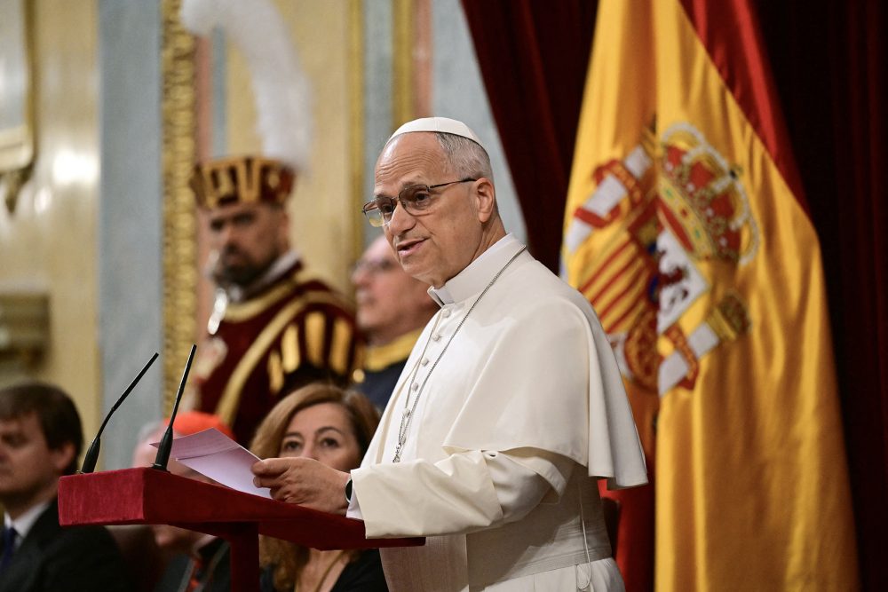 Papst Leo XIV bei seiner Rede in Madrid