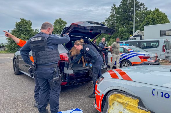 Polizei durchsucht Kofferraum
