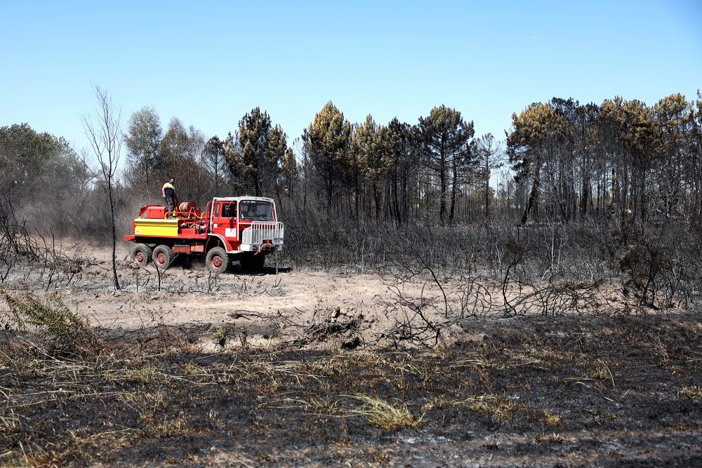 Löscharbeiten in einem Waldstück nahe Bordeaux
