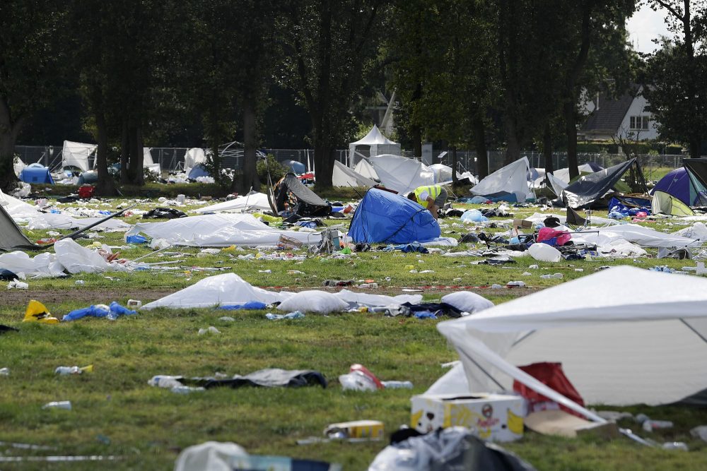 Campingplatz nach einem Festival