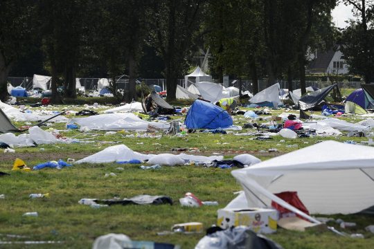 Campingplatz nach einem Festival