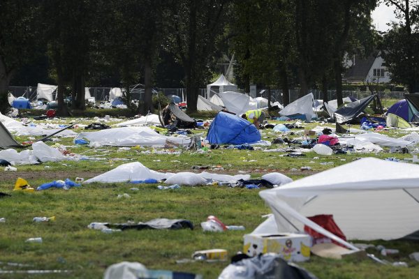 Campingplatz nach einem Festival