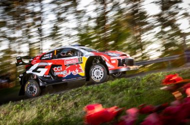 Der Toyota von Sébastien Ogier/Julien Ingrassia beim Shakedown der Rallye Finnland