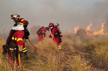 Feuerwehrleute beim Löschen eines Waldbrandes in Spanien