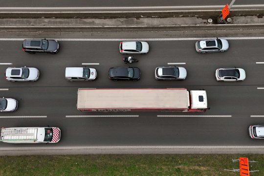 Autobahn von oben vor Start von Arbeiten