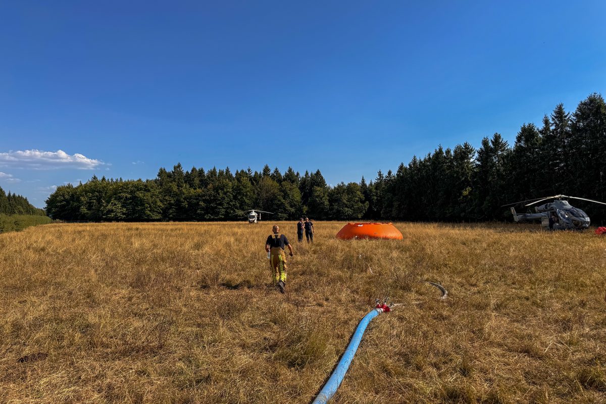 Wasserbecken beim Waldbrand im Hohen Venn