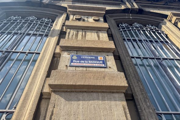 Schild der Rue de la Banque in Verviers