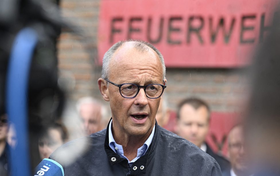 Der deutsche Bundeskanzler Friedrich Merz in Hürtgenwald am 22. August 2026