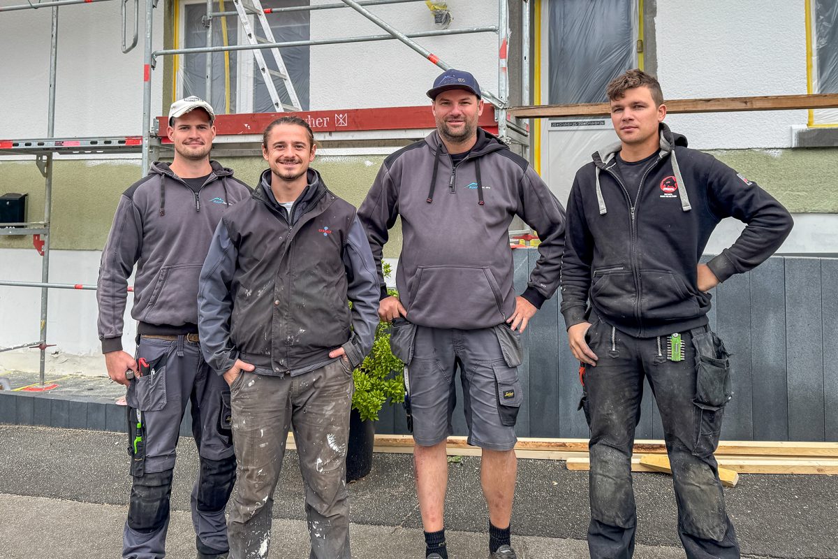 Nico Jost, "Lehrling" Dogan Malicki, Michael Ducomble und Samuel Lamsfuss