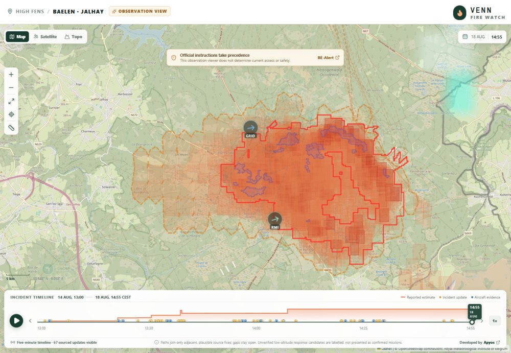 Screenshot der Webseite von Venn Fire Watch