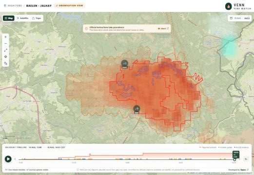 Screenshot der Webseite von Venn Fire Watch