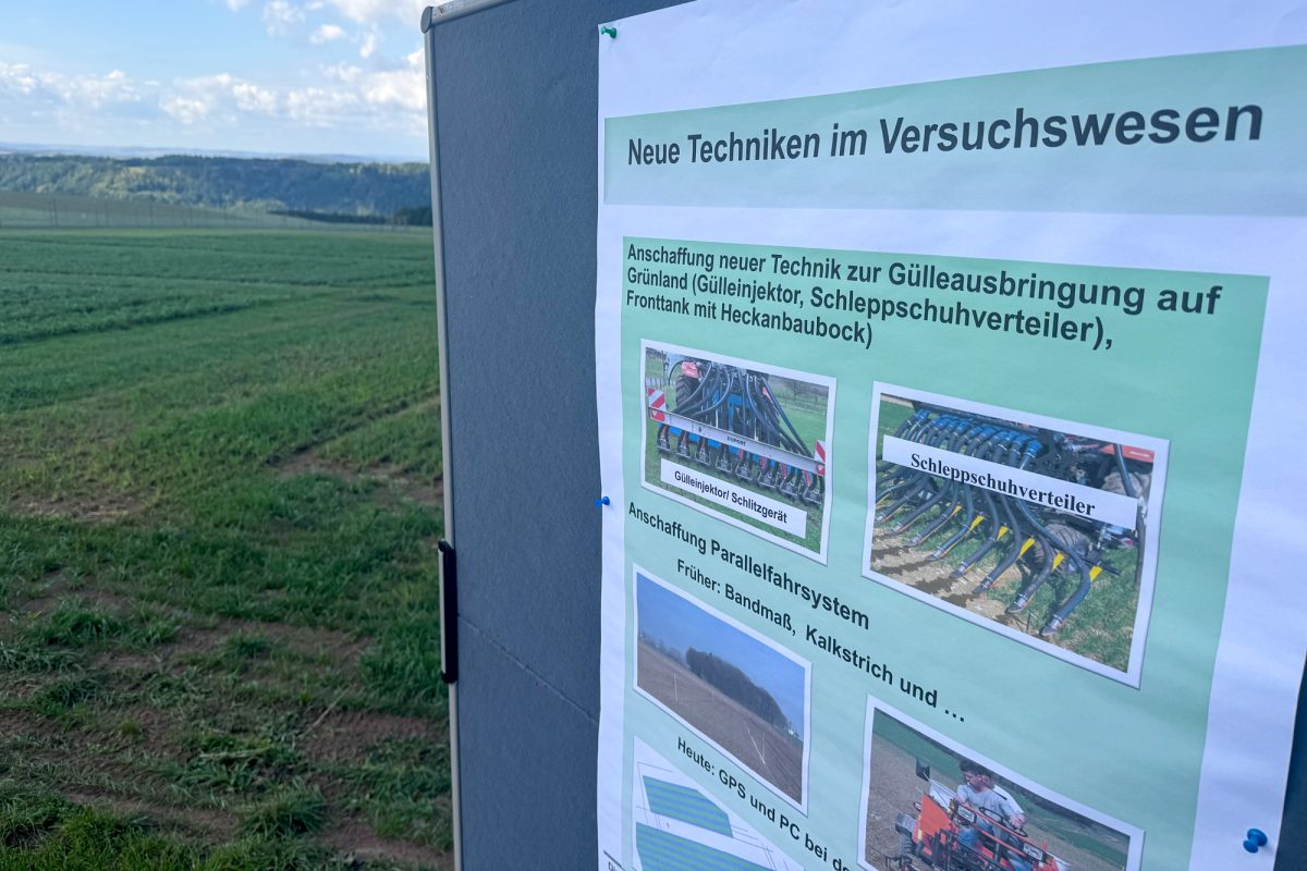 Infotaufel zu neuen Techniken im Versuchswesen