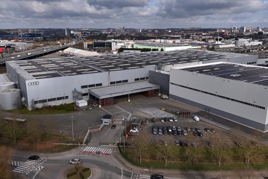 Drohnenaufnahme des früheren Audi-Werksgeländes in der Brüsseler Gemeinde Forest
