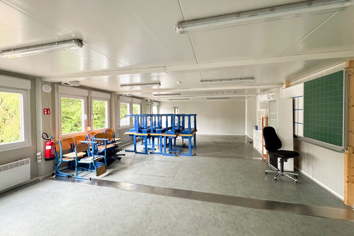 Ein Container der Schule Lichtenbusch von innen