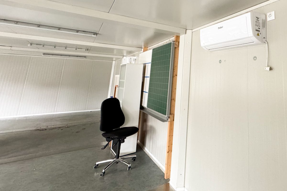 Ein Container der Schule Lichtenbusch von innen