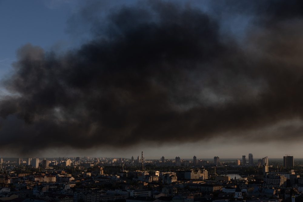 Rauch über der ukrainischen Hauptstadt Kiew nach einem russischen Luftangriff