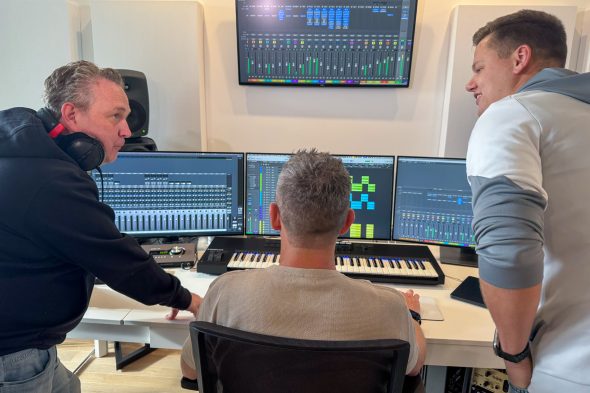 Patrick Knops, Mirko Braem und Mirco Emontspohl im Studio von Mirko Braem