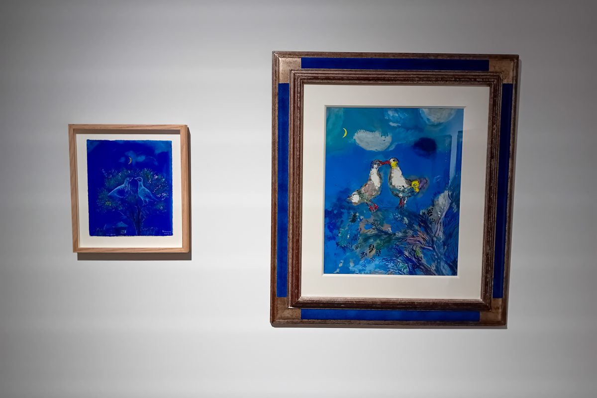 Gemälde von Marc Chagall mit dem Titel "Die zwei Tauben"