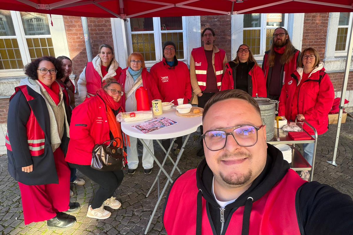 Gewerkschafter bei der Protestaktion der CGSP in Eupen