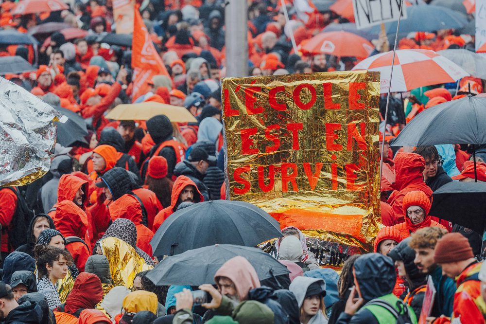 Protestierende beim nationalen Aktionstag in Brüssel am 9. Oktober 2026