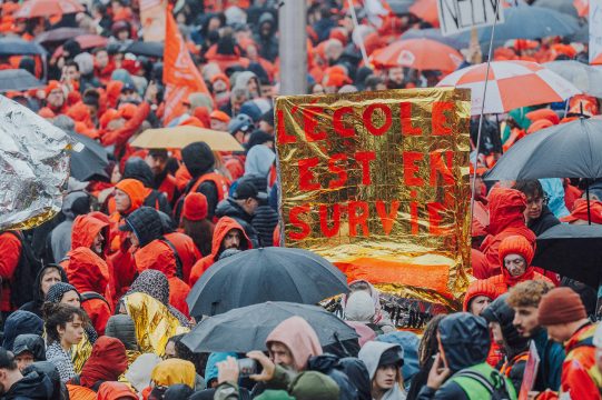 Protestierende beim nationalen Aktionstag in Brüssel am 9. Oktober 2026