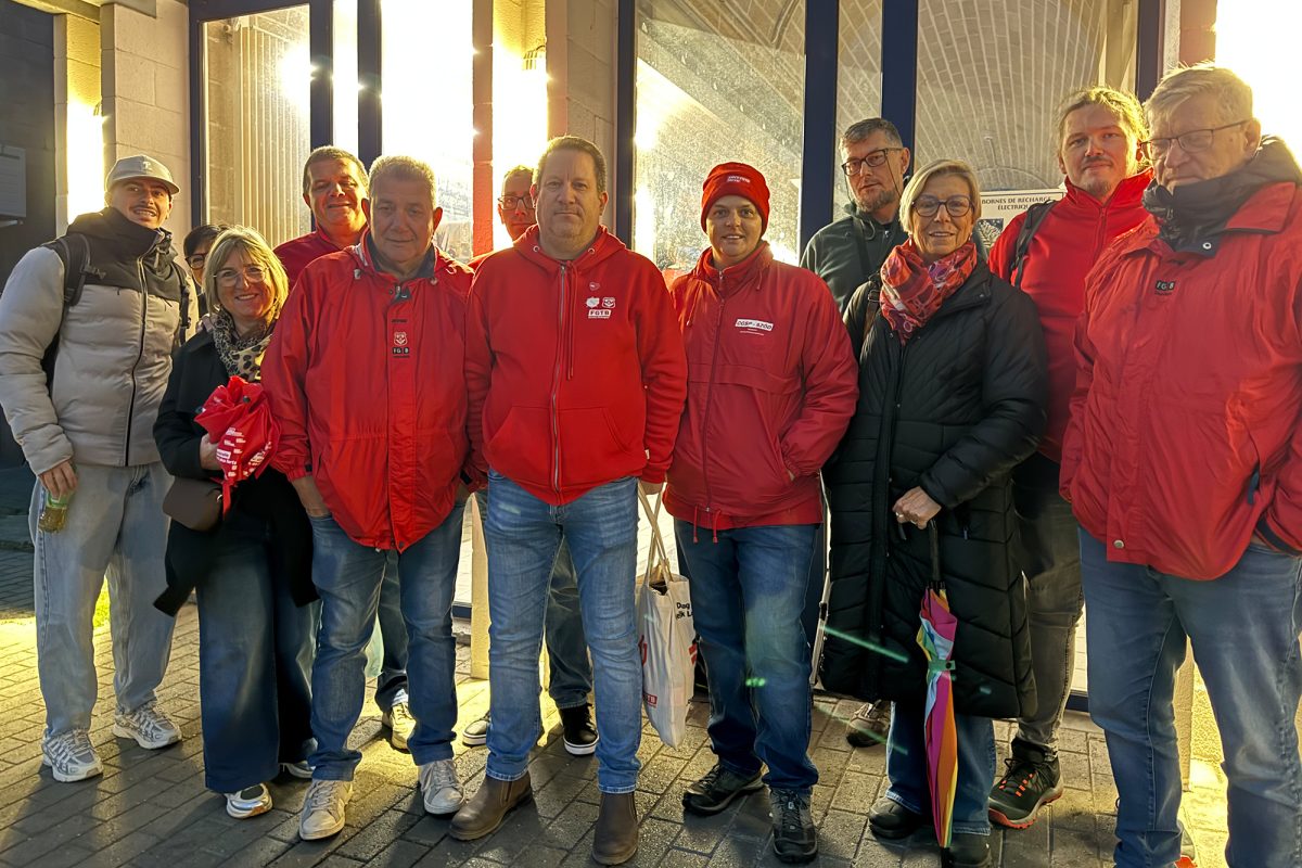 FGTB-Delegation am Eupener Bahnhof
