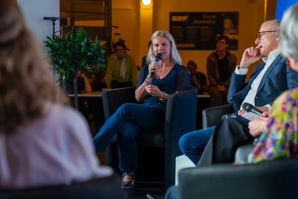Teilnehmer der Podiumsdiskussion zum Thema Wechseljahre im BRF-Funkhaus